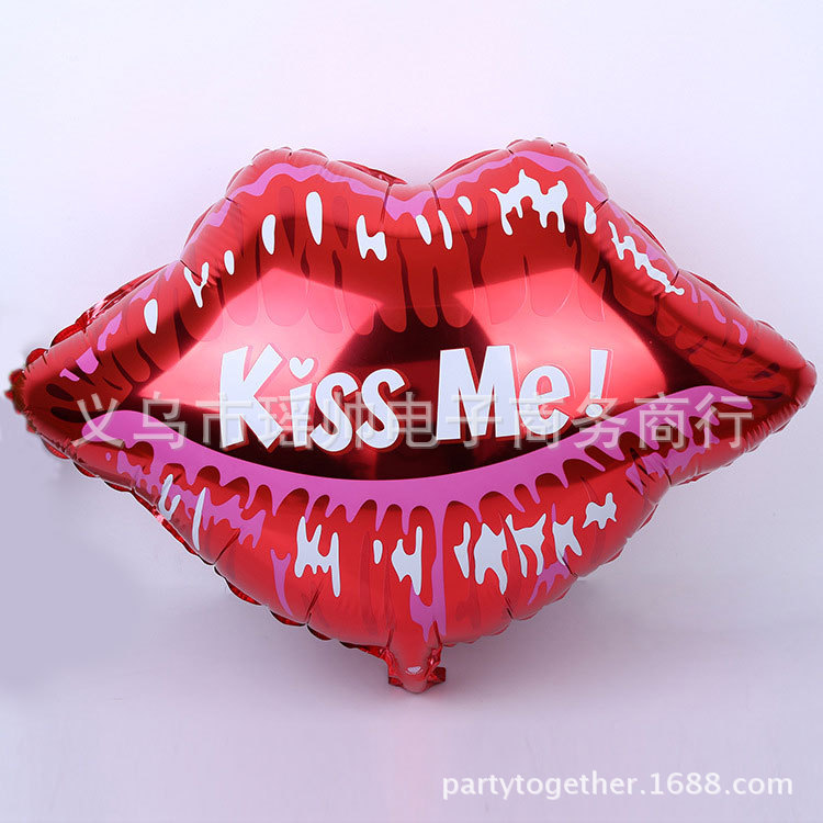 外貿爆款 鋁膜Kiss Me嘴唇氣球 嘴巴氣球 情人節婚慶派對裝飾氣球批發・進口・工廠・代買・代購