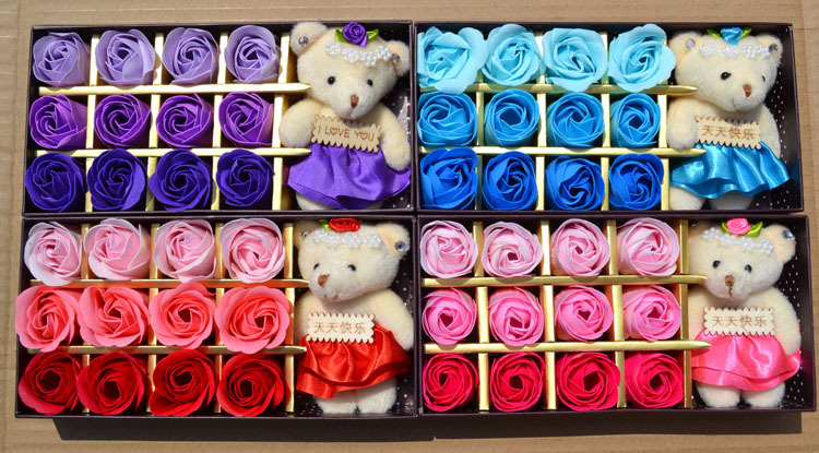 玫瑰香皂花情人節禮物創意禮品送女友老師生日浪漫禮盒裝1盒包郵工廠,批發,進口,代購