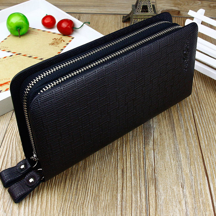 雙拉鏈男士長款錢包手拿包手抓包 大容量多卡位真皮手機錢包批發工廠,批發,進口,代購