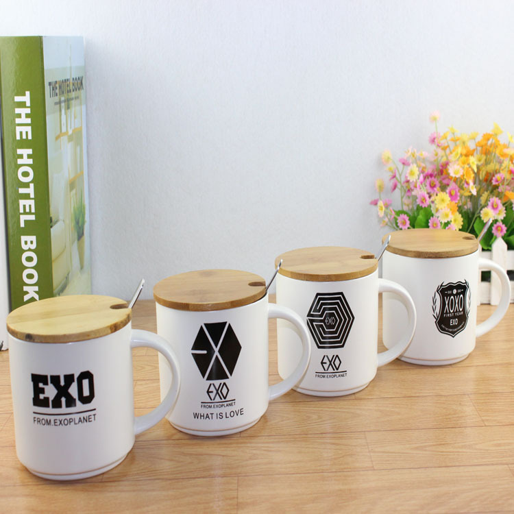 EXO陶瓷杯批發 爆款熱銷水杯 馬克杯 Zakka精品杯子 帶蓋帶勺子批發・進口・工廠・代買・代購