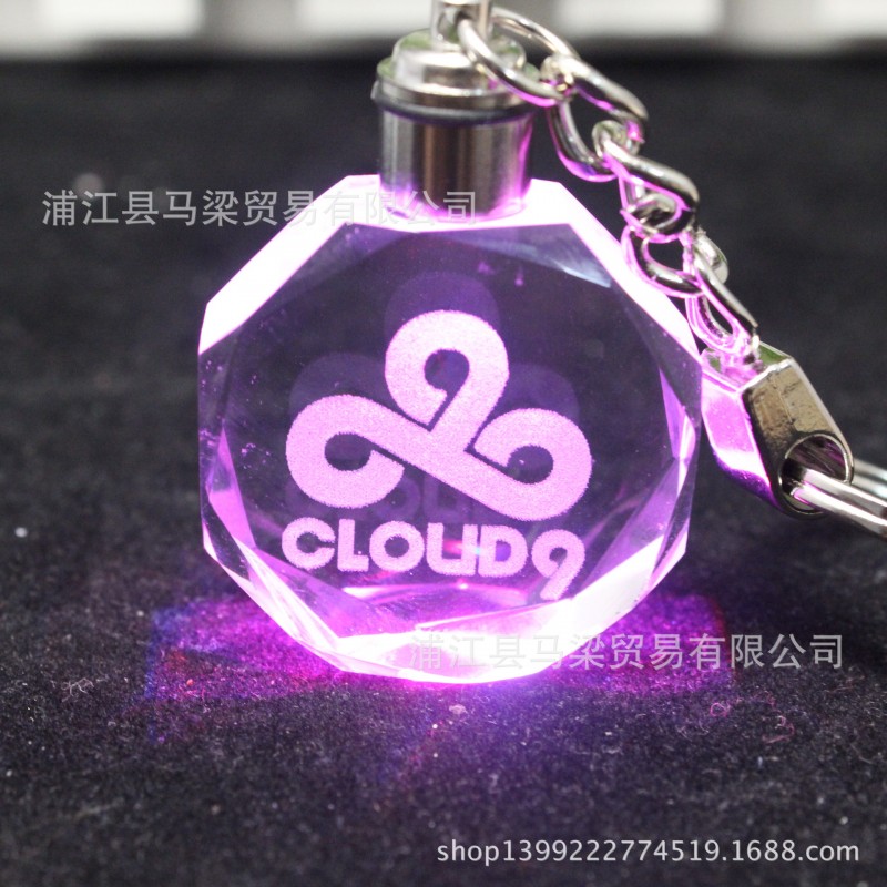 lol全明星戰隊水晶鑰匙扣 Cloud9戰隊炫彩發光手辦 來圖定製 批發批發・進口・工廠・代買・代購