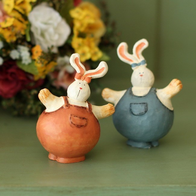 zakka雜貨 鄉村可愛小兔愛裝飾品 擺件樹脂 套二 C8-12041205工廠,批發,進口,代購