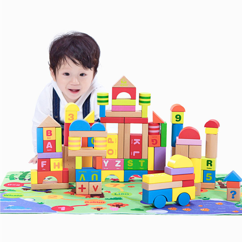100粒大塊木製積木玩具帶地墊升級版 1-3歲兒童寶寶益智早教玩具批發・進口・工廠・代買・代購