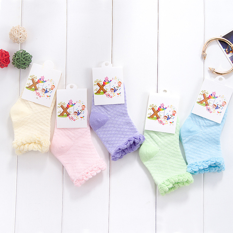 夏季新款糖果色兒童襪 網眼松口花邊兒童襪 全棉透氣寶寶襪子批發工廠,批發,進口,代購