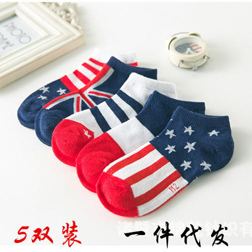 春夏新款男童襪 全棉薄款英倫風創意國旗船襪 兒童襪子一件代發工廠,批發,進口,代購