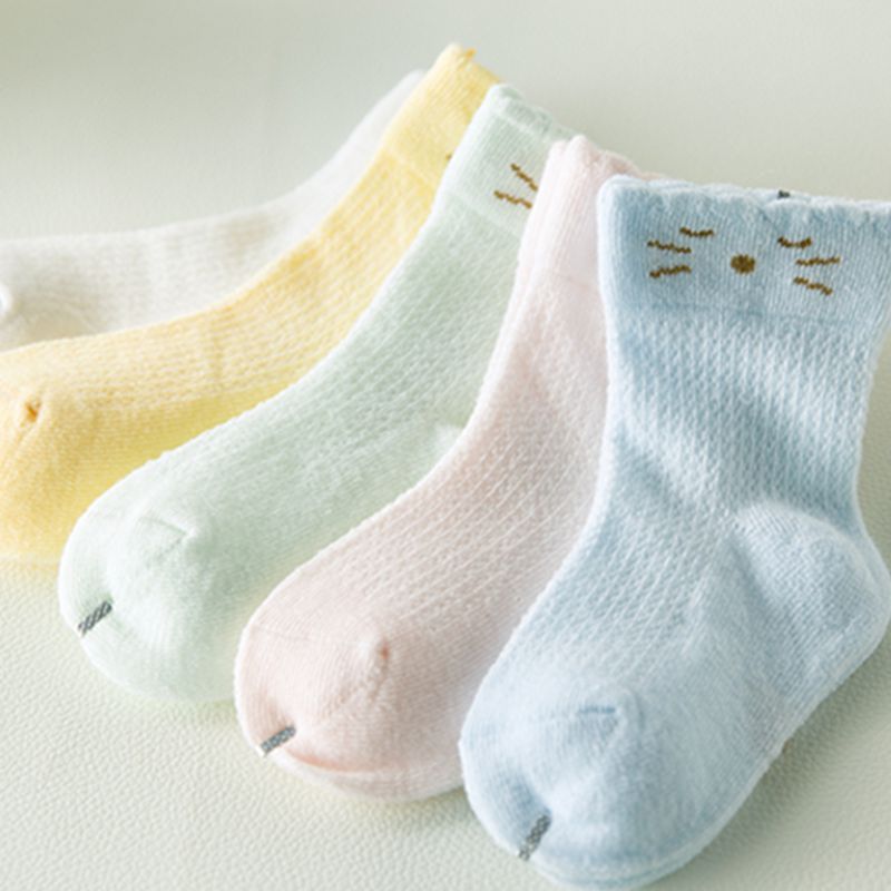 夏季薄款 松口兒童襪子 全棉網眼童襪 卡通貓咪中筒純棉兒童襪子工廠,批發,進口,代購