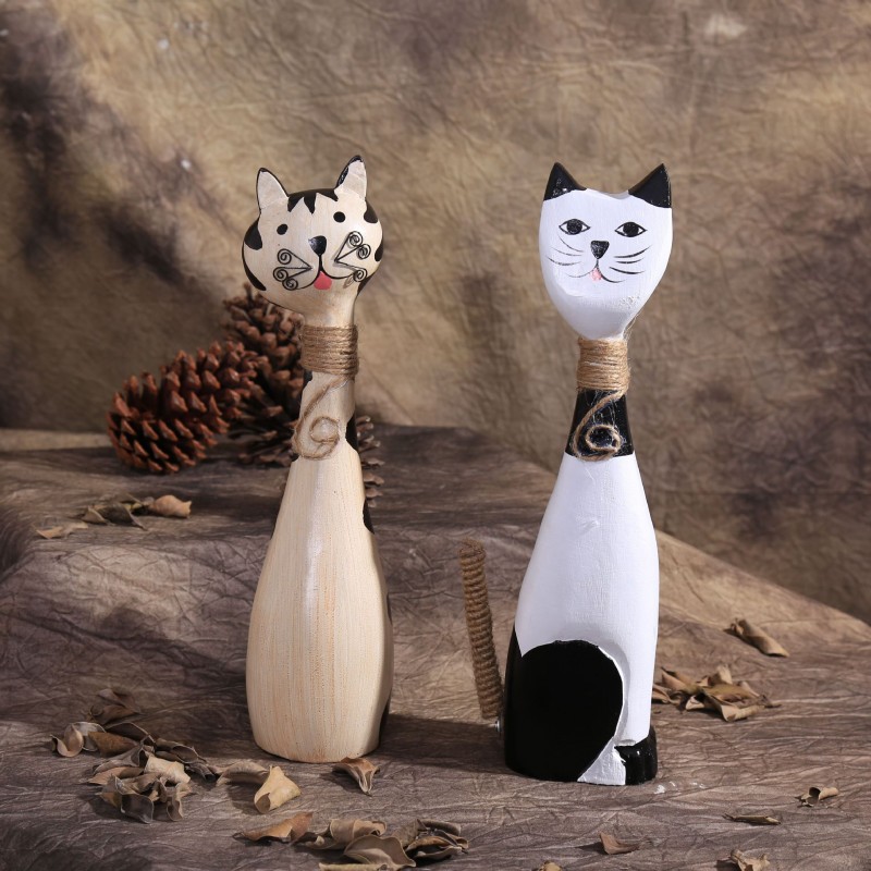 zakka雜貨 木質工藝品裝飾傢居創意擺件 可愛情侶小貓 C38-2208工廠,批發,進口,代購