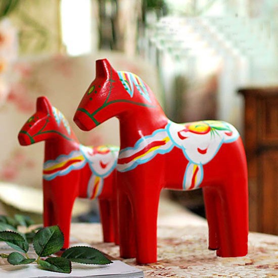 zakka雜貨 木質工藝品 動物擺件 北歐瑞典達拉木馬 彩繪紅馬 B26工廠,批發,進口,代購