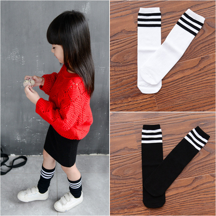 女童 2015 春秋運動兒童襪子棉質 黑白條紋學生中筒襪 英倫兒童襪工廠,批發,進口,代購