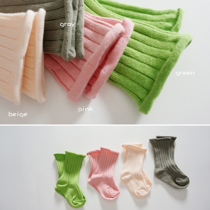 春夏新品馬卡龍純色卷邊男女兒童襪子寶寶純棉雙針坑條短襪 0-6歲工廠,批發,進口,代購