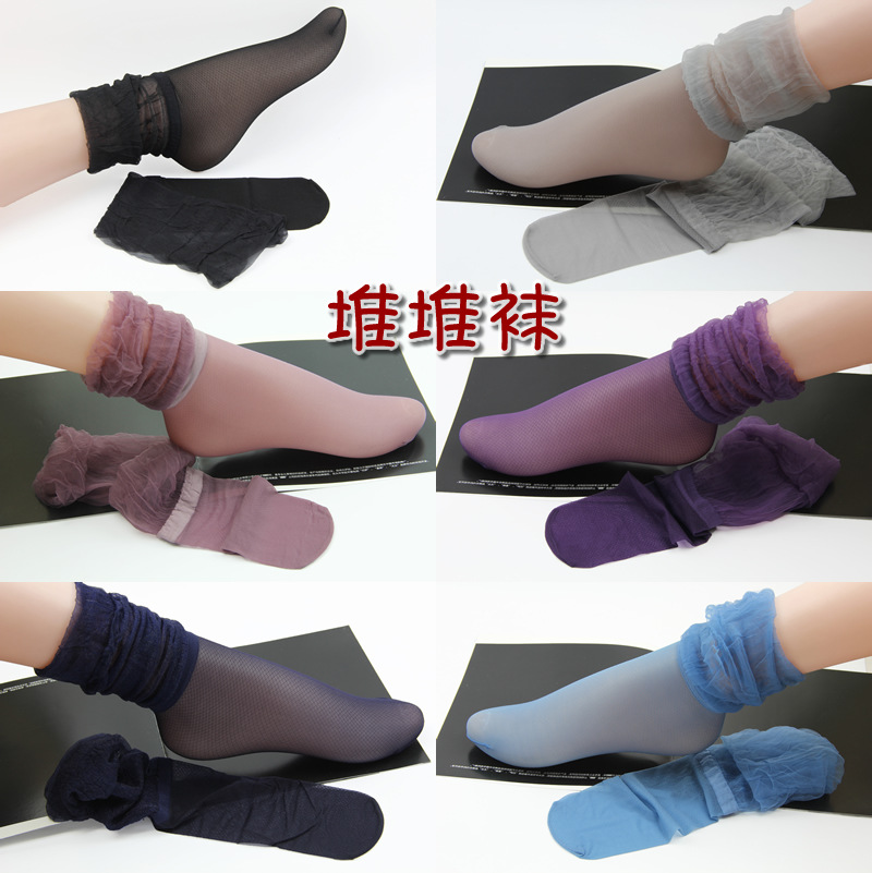 韓國泡泡口堆堆襪絲質超薄網格絲襪 女士彩色中統襪女短襪子2903工廠,批發,進口,代購