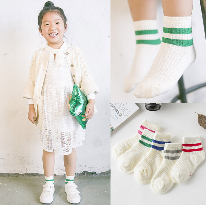 2016童襪韓國春秋兩條杠雙杠純棉兒童短襪薄款工廠,批發,進口,代購