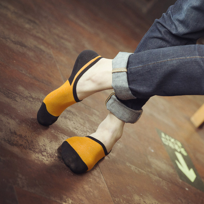 日系流行色男士隱形襪 淺口超短男襪 豆豆鞋矽膠防滑襪子純棉批發工廠,批發,進口,代購
