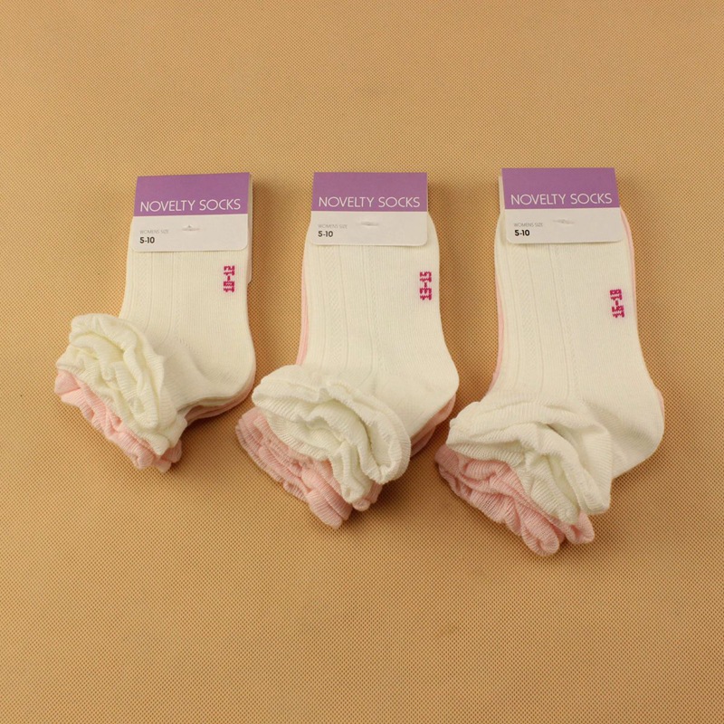 兒童純棉花邊襪 手工無骨縫頭 韓版 粉色白色 寬口松口 兩雙一包工廠,批發,進口,代購