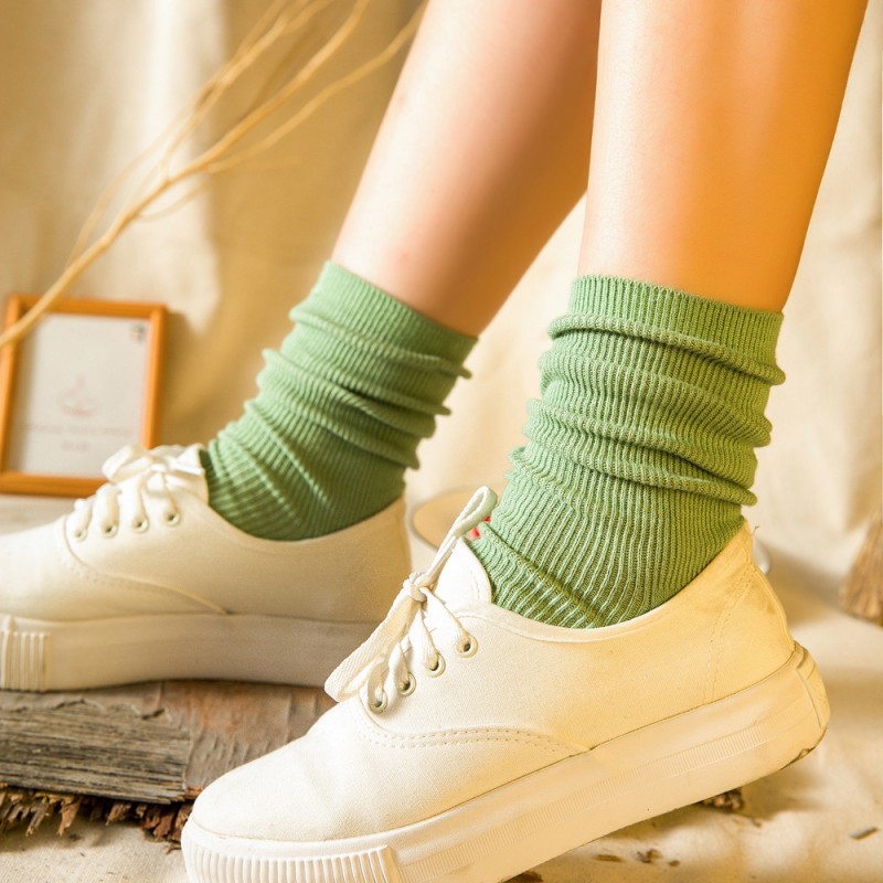 新品 日系 精梳棉糖果色 復古 堆堆襪子 雙針 豎條文藝女襪 50190工廠,批發,進口,代購