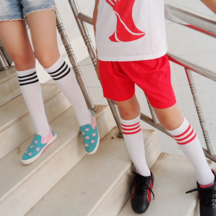 批發兒童男女學生運動會演出球隊純色條紋無跟過膝襪子長筒足球襪工廠,批發,進口,代購