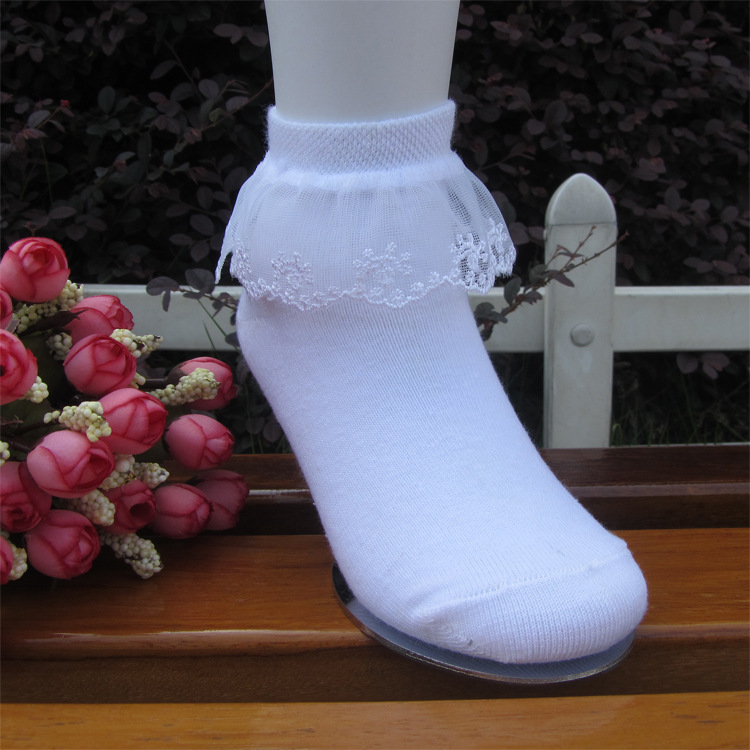 2014新款公主襪 刺繡蕾絲雙層大花邊襪 兒童平織襪童襪 批發工廠,批發,進口,代購