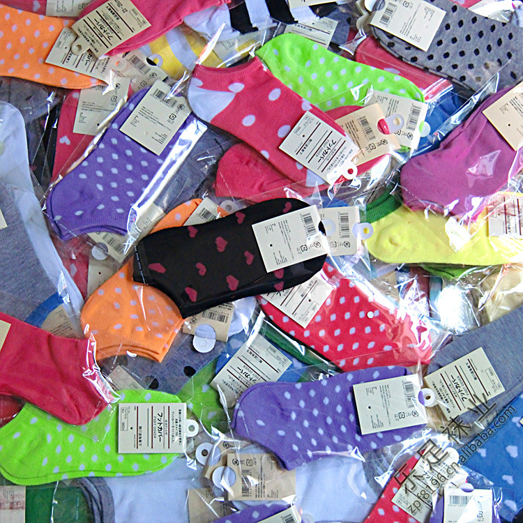外貿女襪 001韓國可愛直板淺口糖果色地攤 獨立包裝船襪 襪子批發工廠,批發,進口,代購
