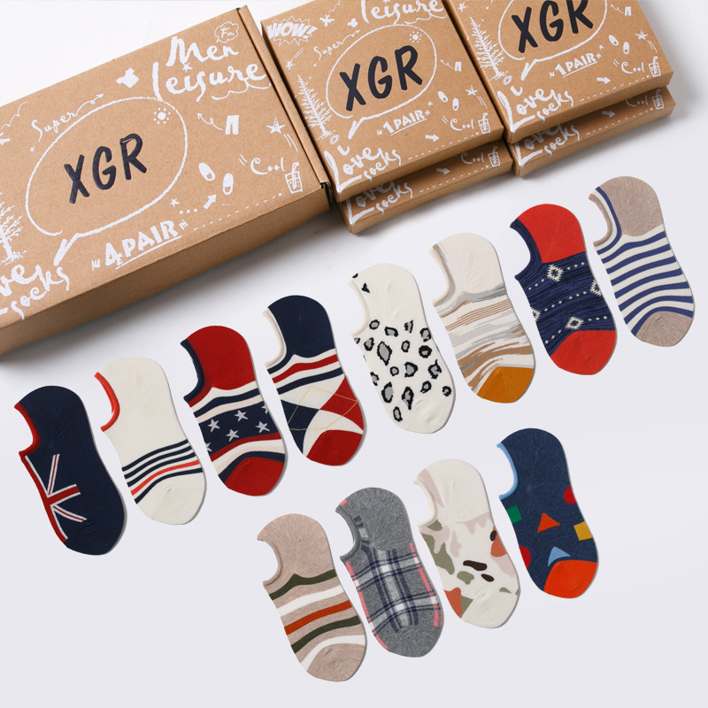 新品 XGR 全棉 剪口隱形船襪 日系復古 男士禮盒裝襪子男士 批發工廠,批發,進口,代購
