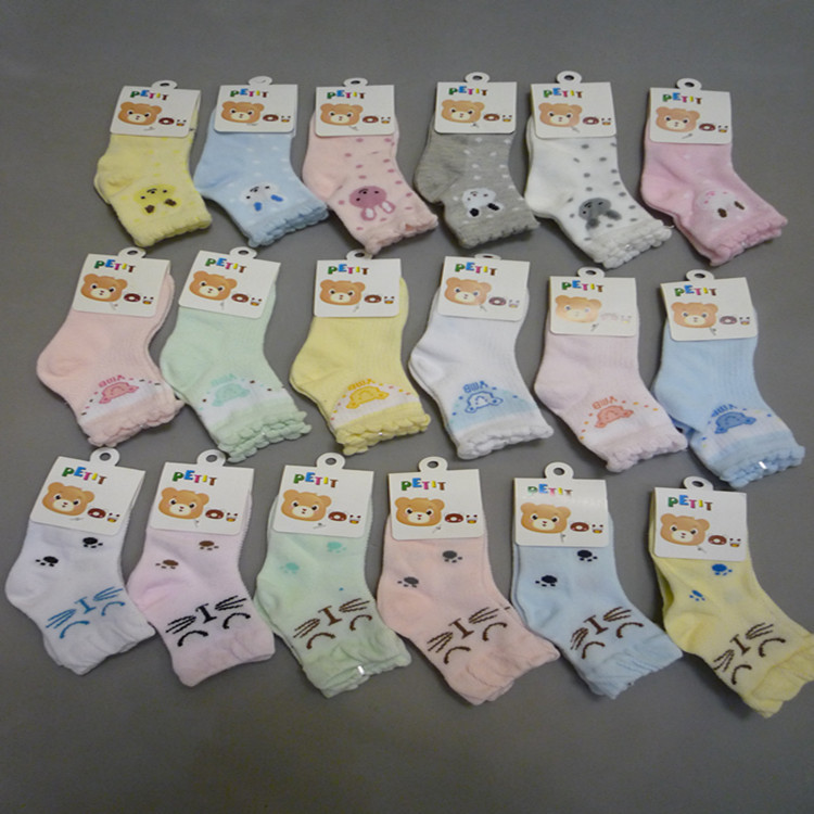 外貿韓國寶寶襪全棉網眼松口襪子新生兒1-3歲嬰兒無骨手工逢頭襪工廠,批發,進口,代購