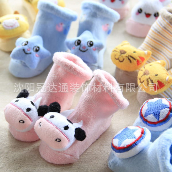嬰兒毛圈襪新生寶寶襪子加厚嬰兒毛巾襪初生卡通公仔立體襪動物工廠,批發,進口,代購