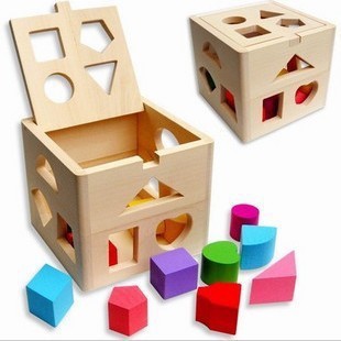 廠傢直銷兒童早教益智 科教十三孔智力盒形狀配對積木數數盒木製批發・進口・工廠・代買・代購