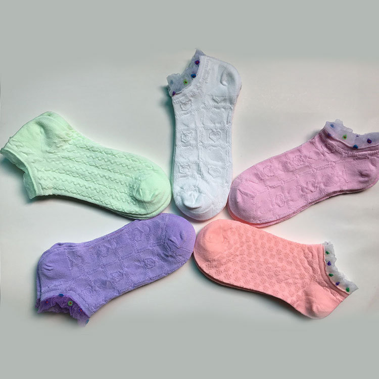 春夏季糖果色女冰絲系列短筒襪 甜美女士全棉網眼船襪 廠傢直銷工廠,批發,進口,代購