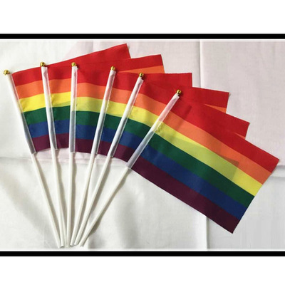 8號14*21cm 彩虹手搖旗 同性戀旗幟 手搖彩虹旗 同志旗 LGBT FLAG工廠,批發,進口,代購