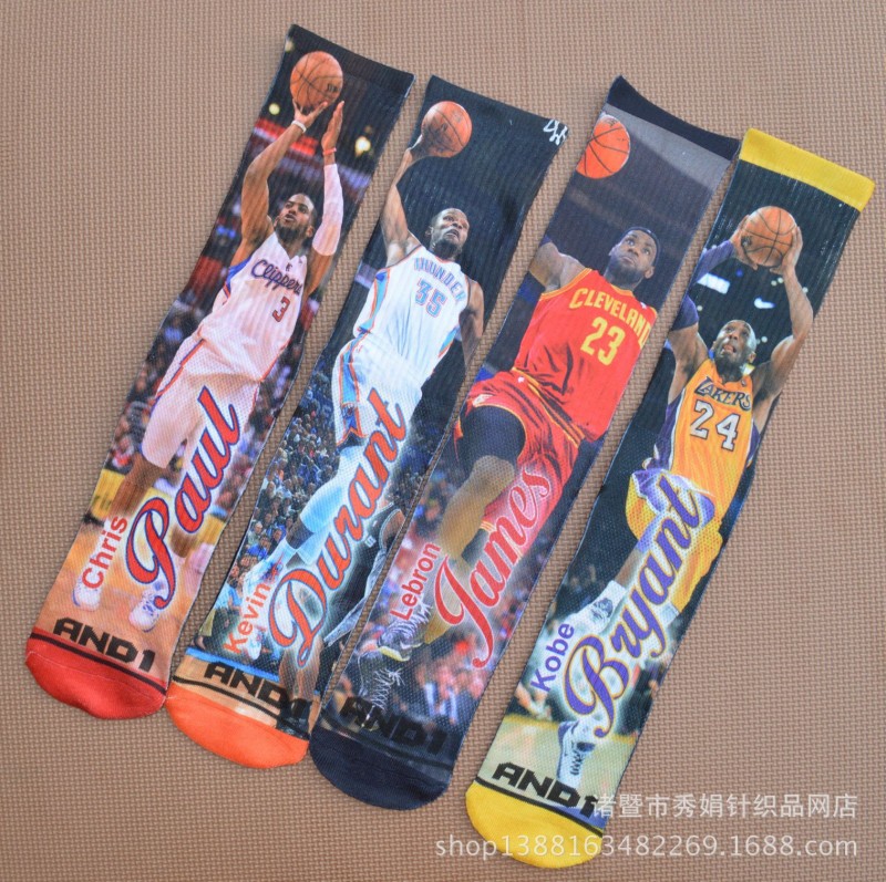 四季球星全款 3D立體印花襪科比保羅杜蘭特專業籃球襪星空紮染襪批發・進口・工廠・代買・代購