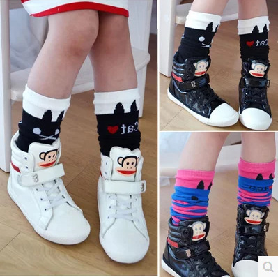 2016新款喵星人卡通圖案全棉兒童襪 可愛過膝襪舒適透氣防臭襪子批發・進口・工廠・代買・代購