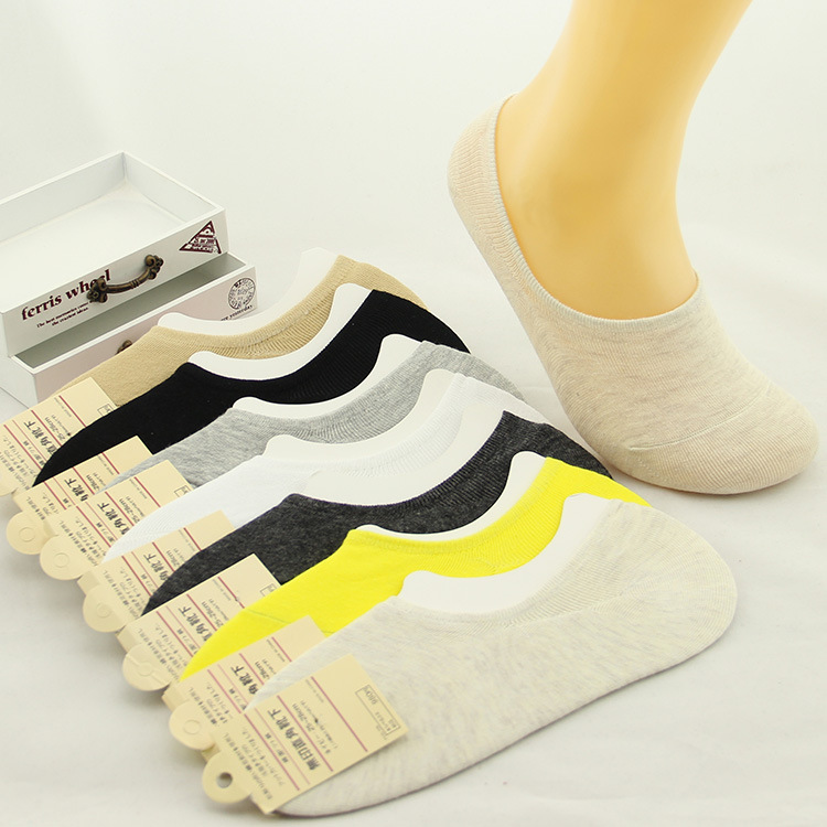 新款純棉男士襪子隱形船襪 矽膠防滑無印直角全棉襪純色淺口船襪批發・進口・工廠・代買・代購
