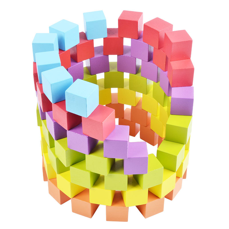 木製100粒彩色立方體堆搭積木 兒童益智早教玩具批發・進口・工廠・代買・代購