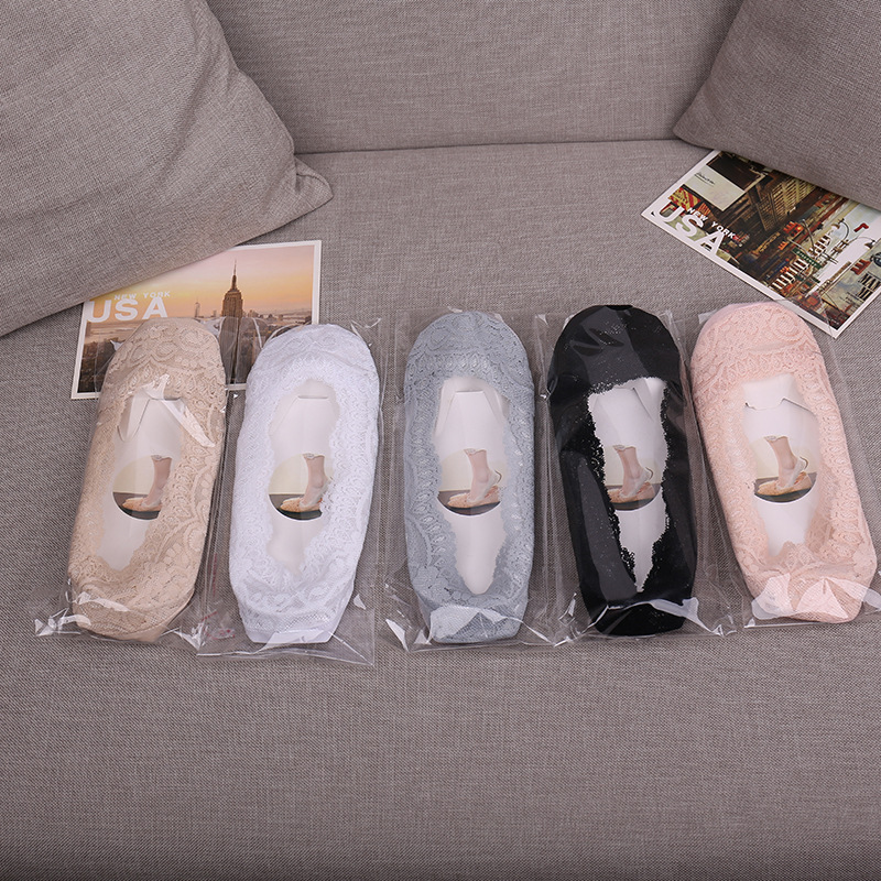 韓國蕾絲船襪 女士矽膠防滑淺口隱形蕾絲花邊船襪女薄短襪子爆款批發・進口・工廠・代買・代購