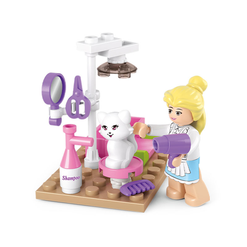 小魯班塑料積木 新粉色夢想-寵物美容之傢0515 兒童益智拼裝玩具批發・進口・工廠・代買・代購