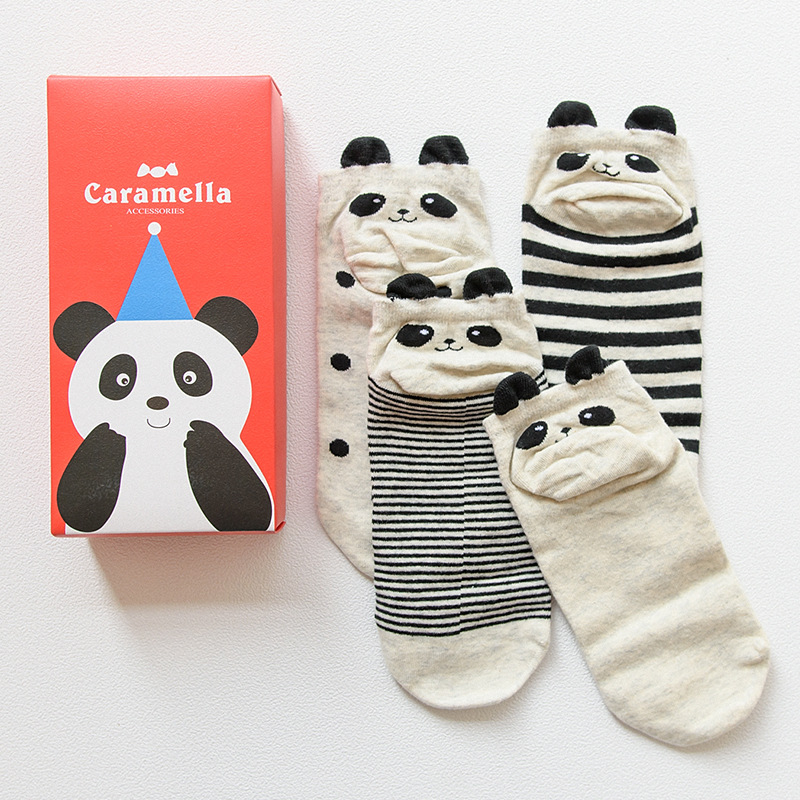 caramella2016春夏新款後跟熊貓禮盒 可愛卡通純棉盒裝襪子批發批發・進口・工廠・代買・代購