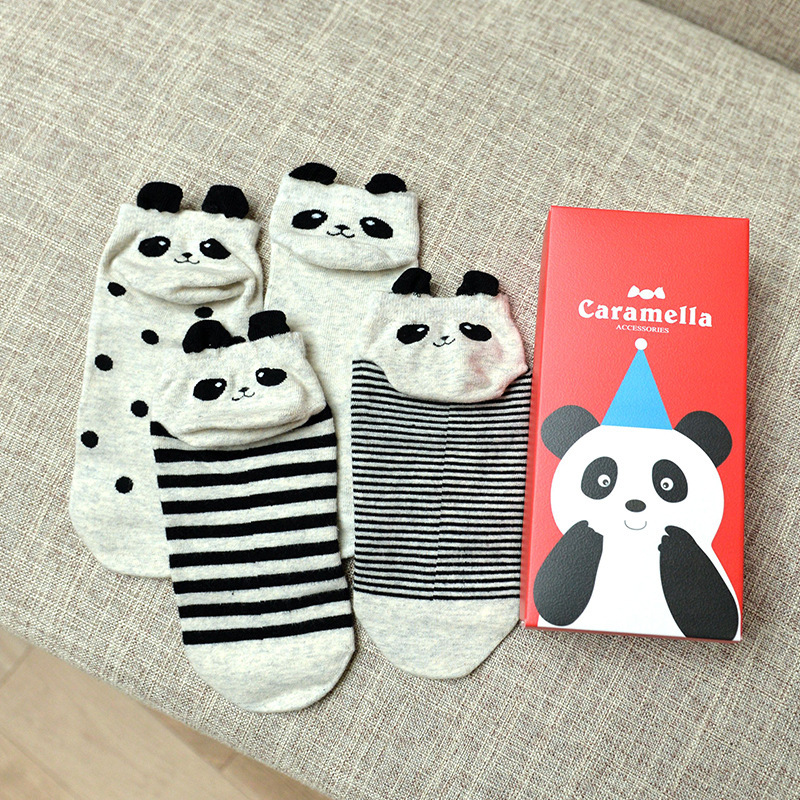 caramella2016春夏新款後跟熊貓禮盒 可愛卡通純棉襪子批發批發・進口・工廠・代買・代購