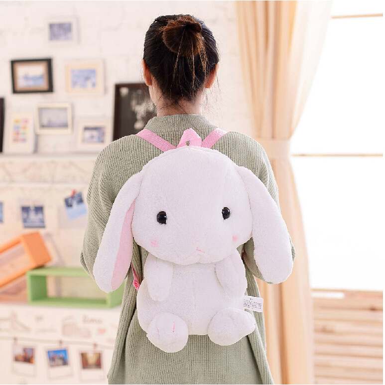 日本lolita可愛卡通雙肩小背包 毛絨玩具垂耳兔兔子玩偶女士學生工廠,批發,進口,代購