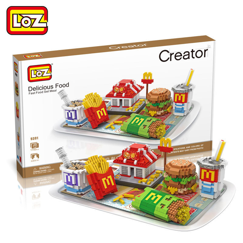 LOZ俐智小顆粒鉆石積木玩具9391麥當勞套餐9392日本壽司9393月餅工廠,批發,進口,代購