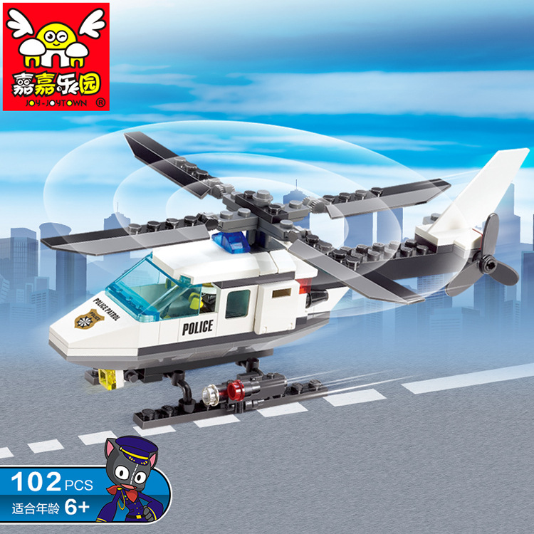 嘉嘉樂園 兒童拼裝玩具 小顆粒拼裝積木 警察直升飛機6729工廠,批發,進口,代購