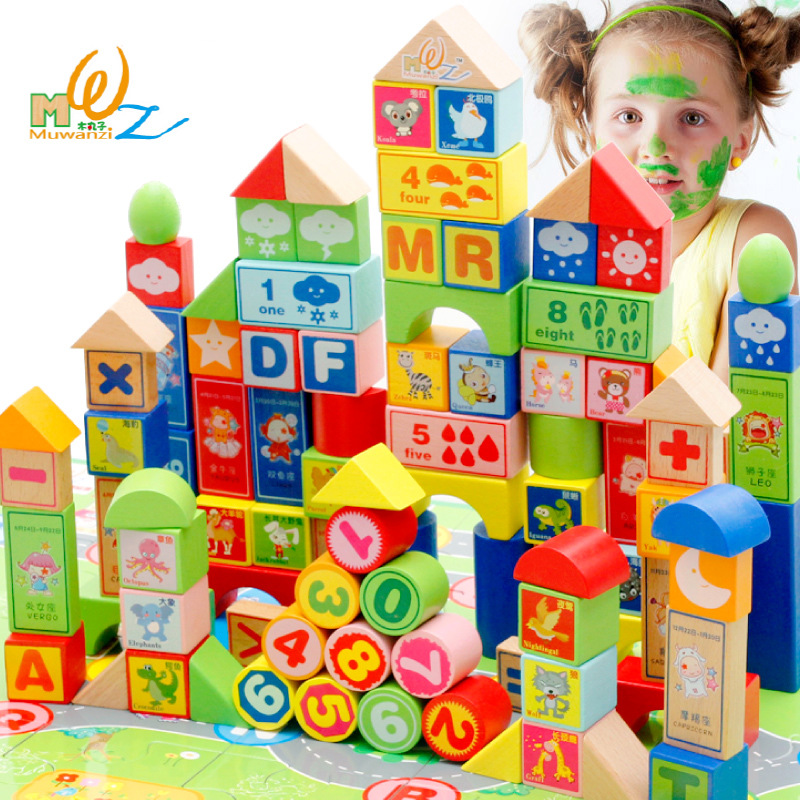 木丸子積木玩具桶裝100粒學習數字字母兒童益智玩具廠傢直銷工廠,批發,進口,代購