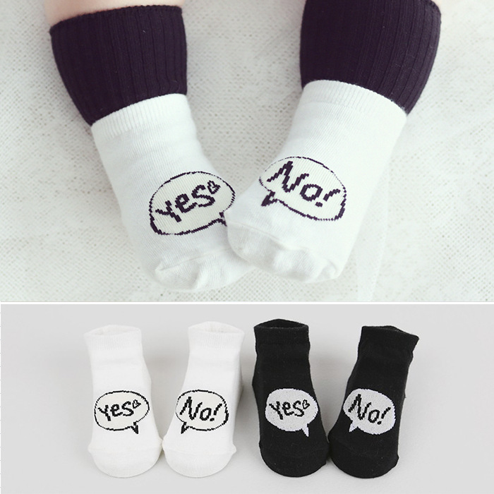 YES NO韓國春季新款不對稱英文字母兒童襪嬰兒寶寶防滑襪子批發批發・進口・工廠・代買・代購