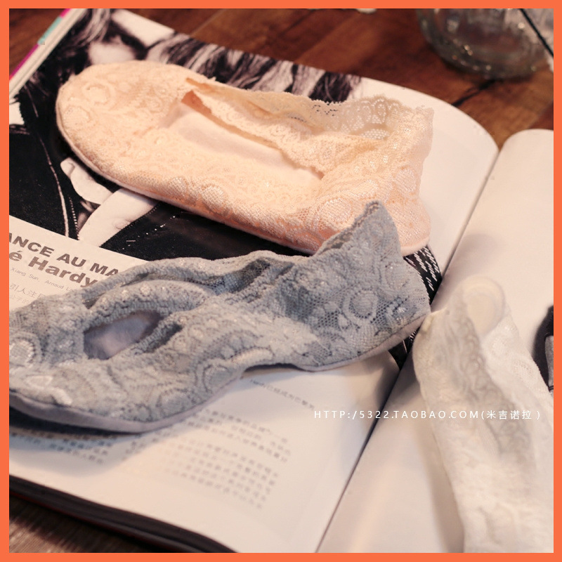 伊茲密爾 韓國全蕾絲船襪 女士防脫絲防滑超薄矽膠花邊隱形襪子批發・進口・工廠・代買・代購