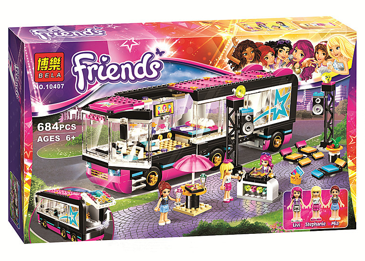 博樂10407女孩好朋友Friends大歌星巡回演出巴士女生拼裝積木玩具工廠,批發,進口,代購
