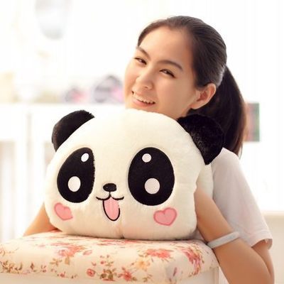 可愛賣萌微笑小熊貓熊貓公仔娃娃保暖手捂靠枕可插 網點代發工廠,批發,進口,代購