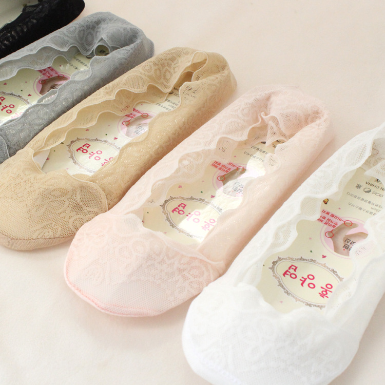 新款韓國棉襪淘寶爆款隱形蕾絲船襪女士矽膠腳底防滑襪子女襪純棉批發・進口・工廠・代買・代購