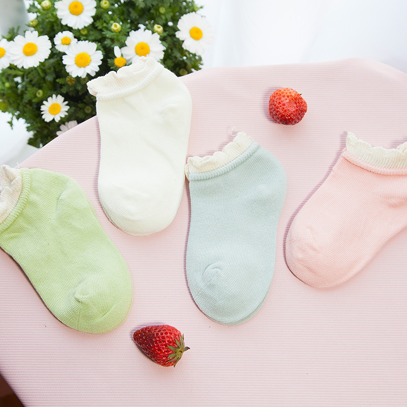 韓國春秋全棉兒童寶寶防滑公主襪手工對目寶寶花邊船襪襪子工廠,批發,進口,代購