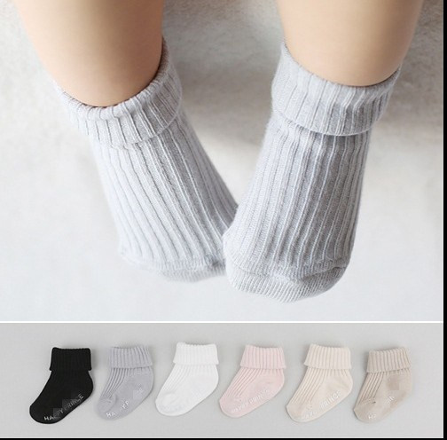 韓國秋冬季新款全棉素色男女兒童襪嬰兒寶寶防滑襪子工廠,批發,進口,代購