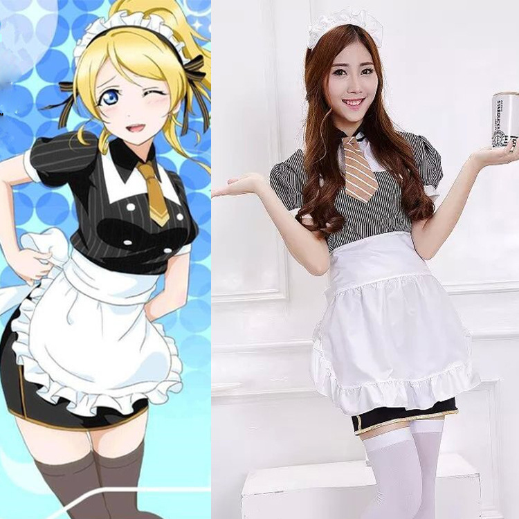 現貨 cosplay動漫 love live九月SR卡 絢瀨繪裡cos性感包臀女僕裝工廠,批發,進口,代購