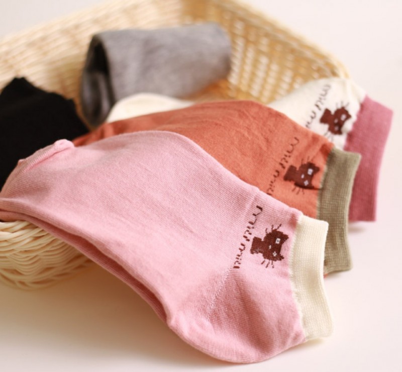 168針日系襪子純棉女士船襪 小貓卡通全棉夏季短襪 廠傢直銷工廠,批發,進口,代購