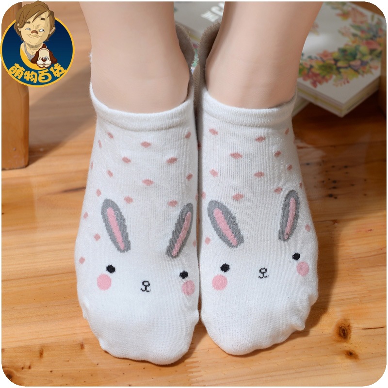 B348韓國夏季女襪動物耳朵 純棉女士船襪淺口襪子可愛卡通船襪工廠,批發,進口,代購